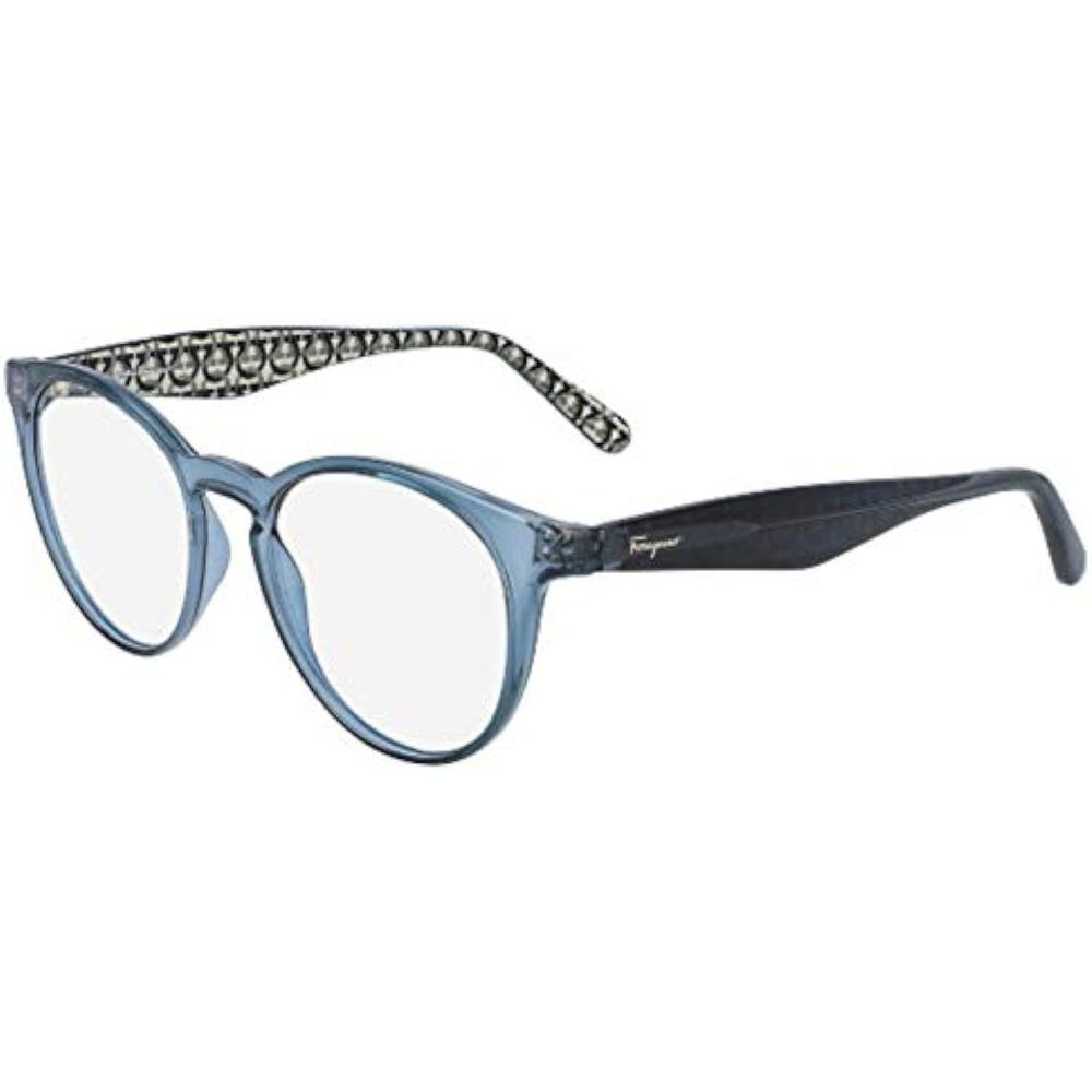 NEW Salvatore Ferragamo SF 2867 462 Crystal Light Blue Eyeglasses 49mm w/SF Case